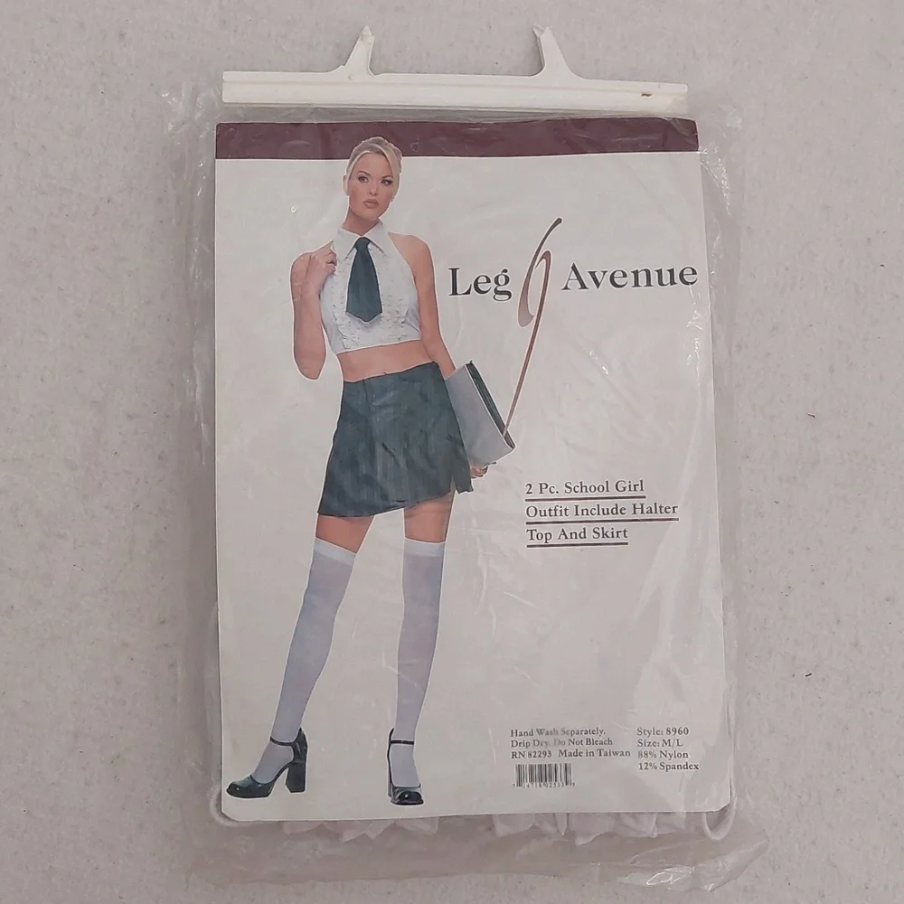 Leg Avenue Green and White School Girl Skirt Set